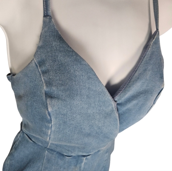 Highway Jeans Spaghetti Strap Jumpsuit Size Small Sleeveless Stretch Blue Denim - Picture 5 of 16
